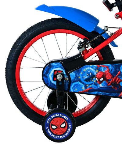 Spiderman Spider-Man Barncykel 16 tum, dubbla handbromsar, Röd - För barn 4-6 år