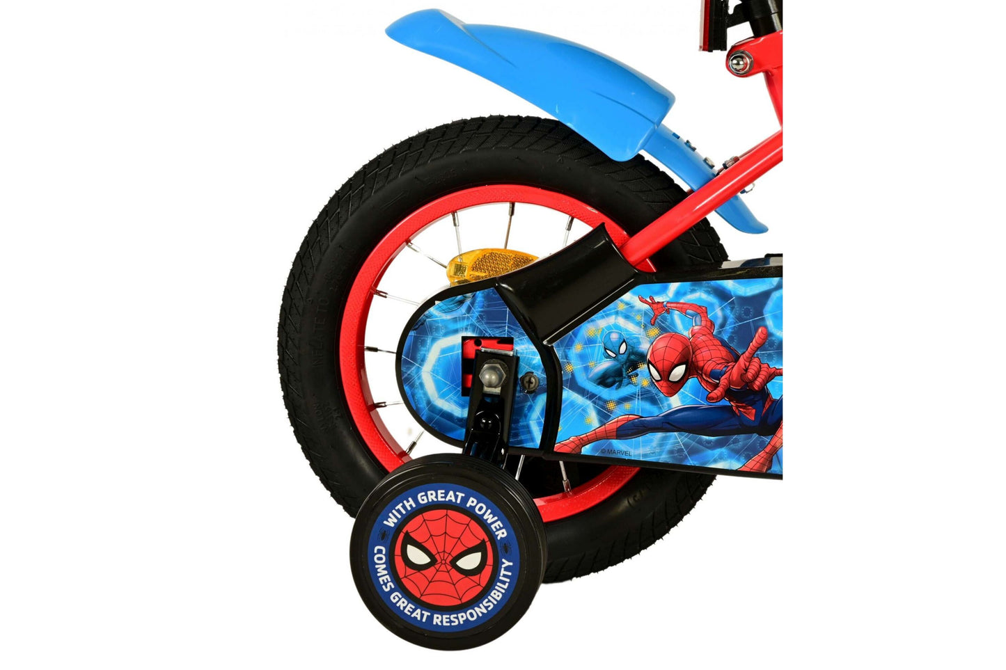 Marvel Spider-Man 12-tums Barncykel – Röd med Stödhjul, För barn 3-4 år