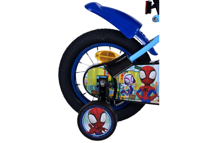 Marvel Spidey 12-tums Barncykel – Blå med Stödhjul, För barn 3-4 år