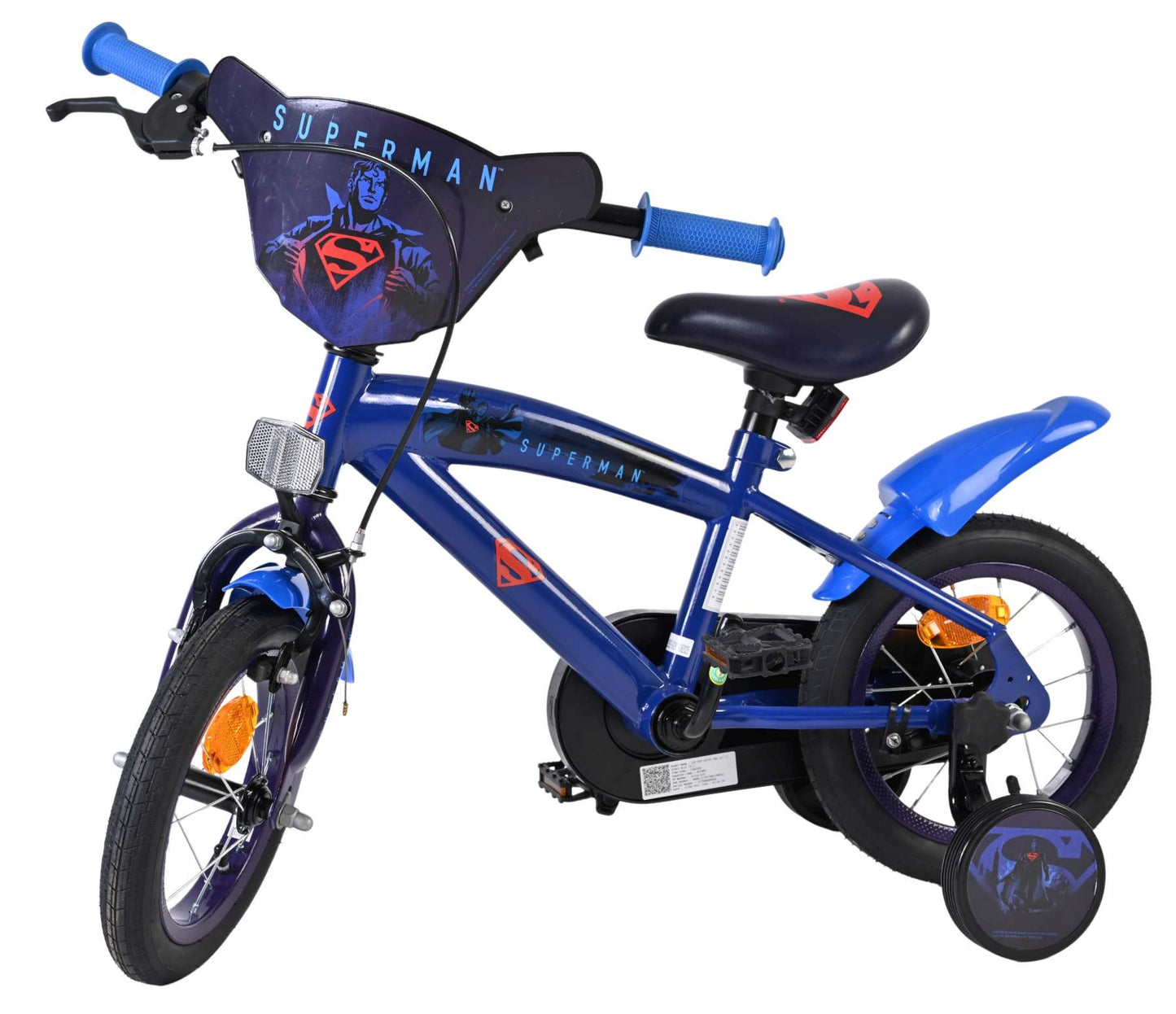 superman Blå 12 tum – Barncykel med stödhjul