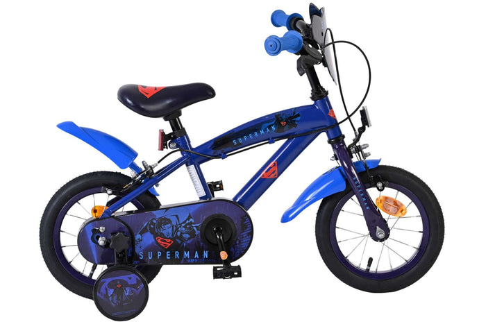 Volare Superman 12 Tum Barncykel Med Stödhjul, Blå - För barn 3-4 år