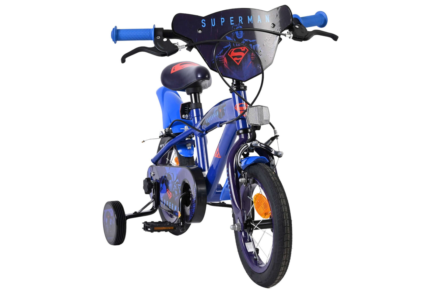 Volare Superman 12 Tum Barncykel Med Stödhjul, Blå - För barn 3-4 år
