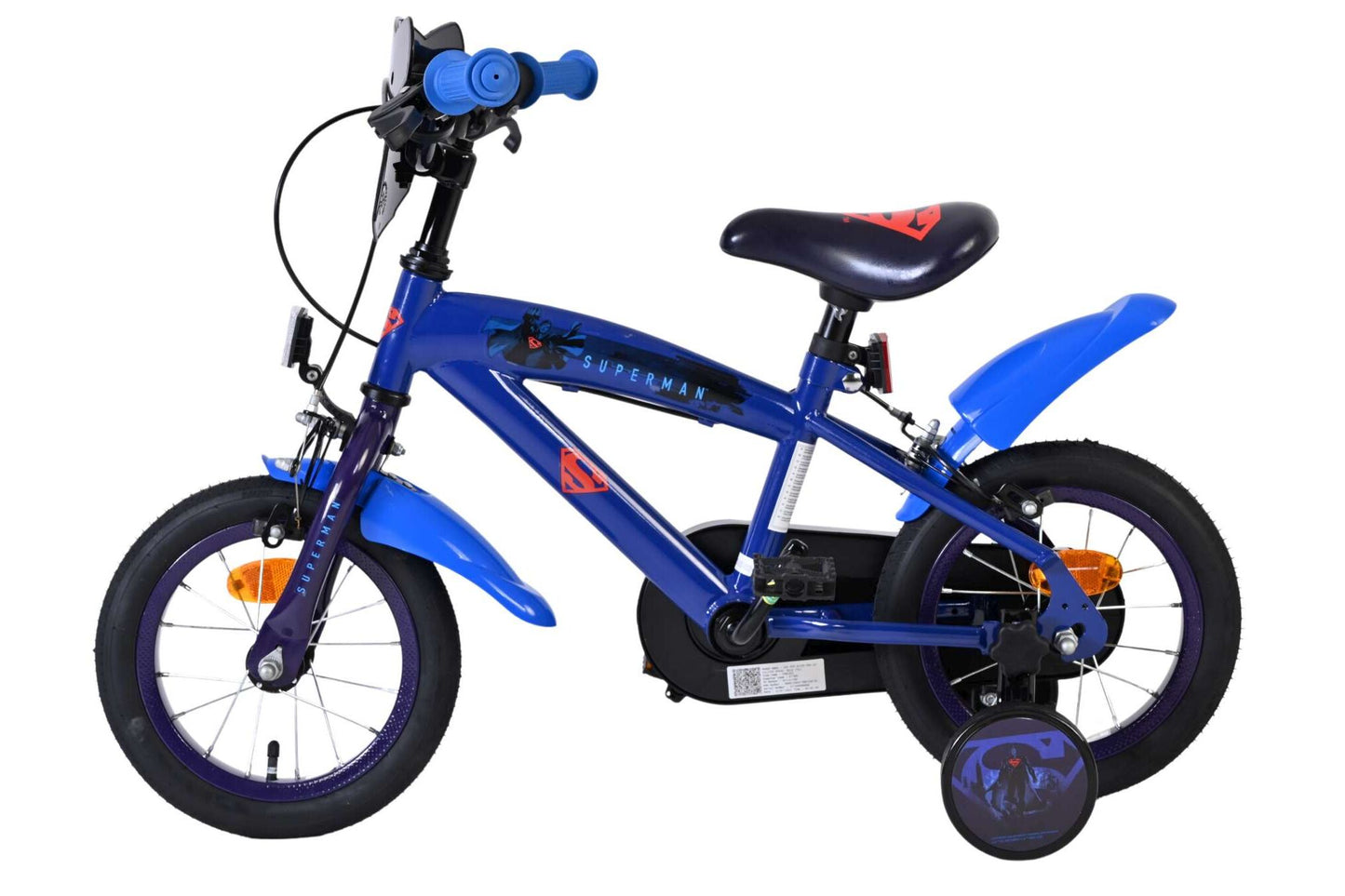 Volare Superman 12 Tum Barncykel Med Stödhjul, Blå - För barn 3-4 år