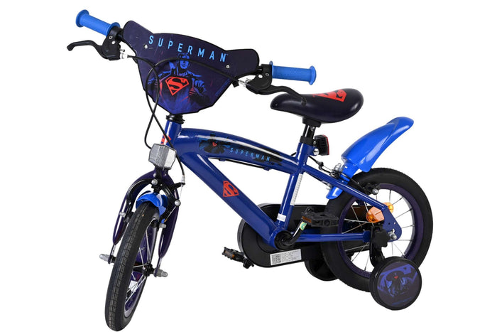 Volare Superman 12 Tum Barncykel Med Stödhjul, Blå - För barn 3-4 år