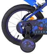 Superman Barncykel 14 tum, dubbla handbromsar, Blå - För barn 5-5 år