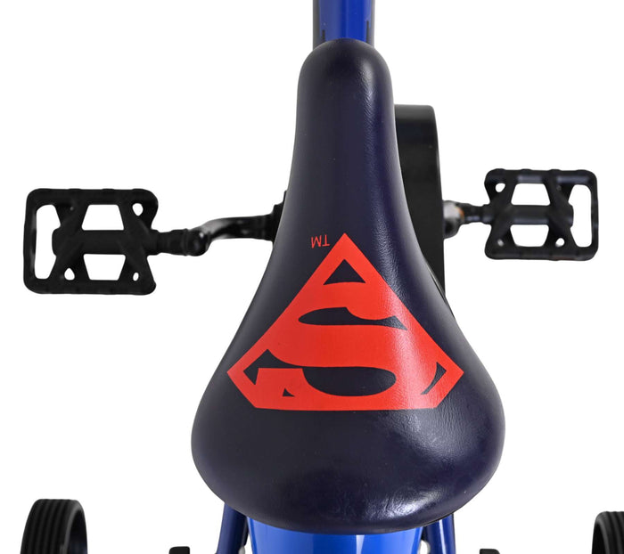 Superman Barncykel 14 tum, dubbla handbromsar, Blå - För barn 5-5 år