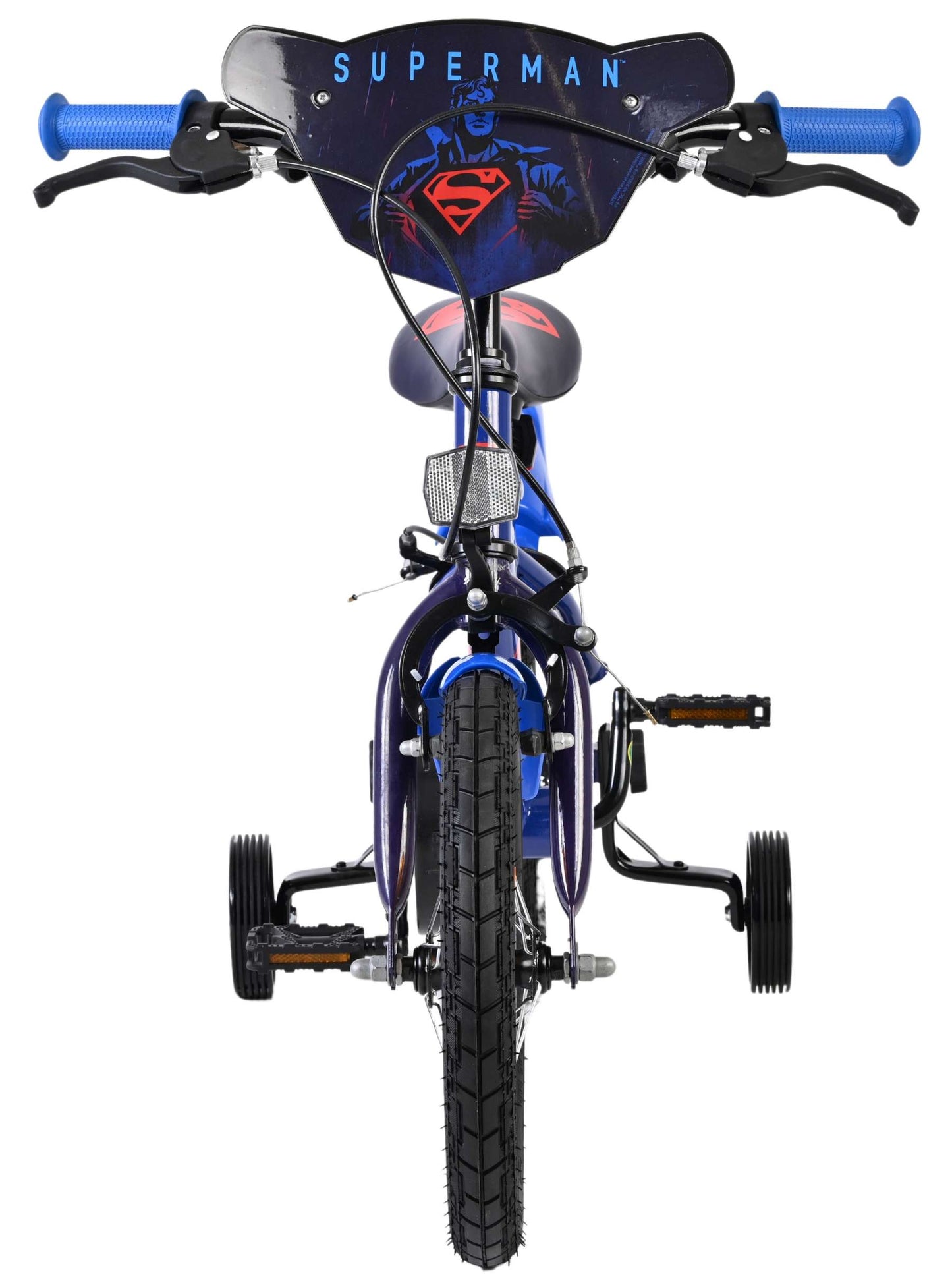 Superman Barncykel 14 tum, dubbla handbromsar, Blå - För barn 5-5 år