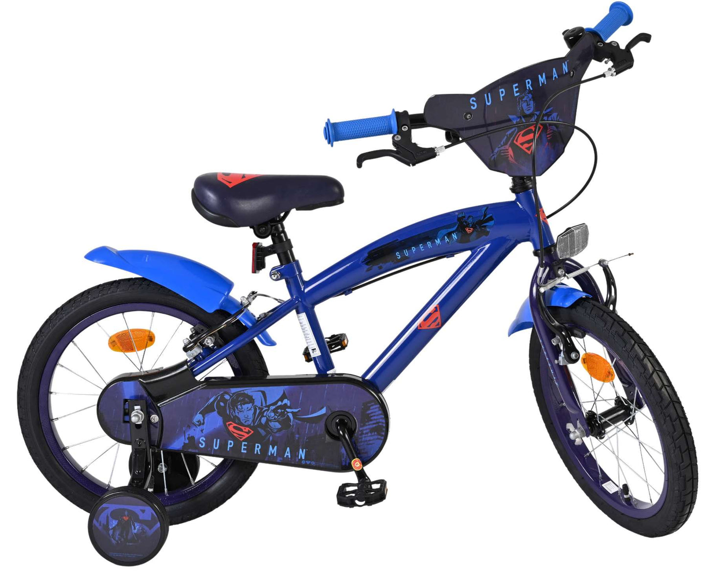 Superman Blue Barncykel 16 tum, dubbla handbromsar, Blå - För barn 4-6 år
