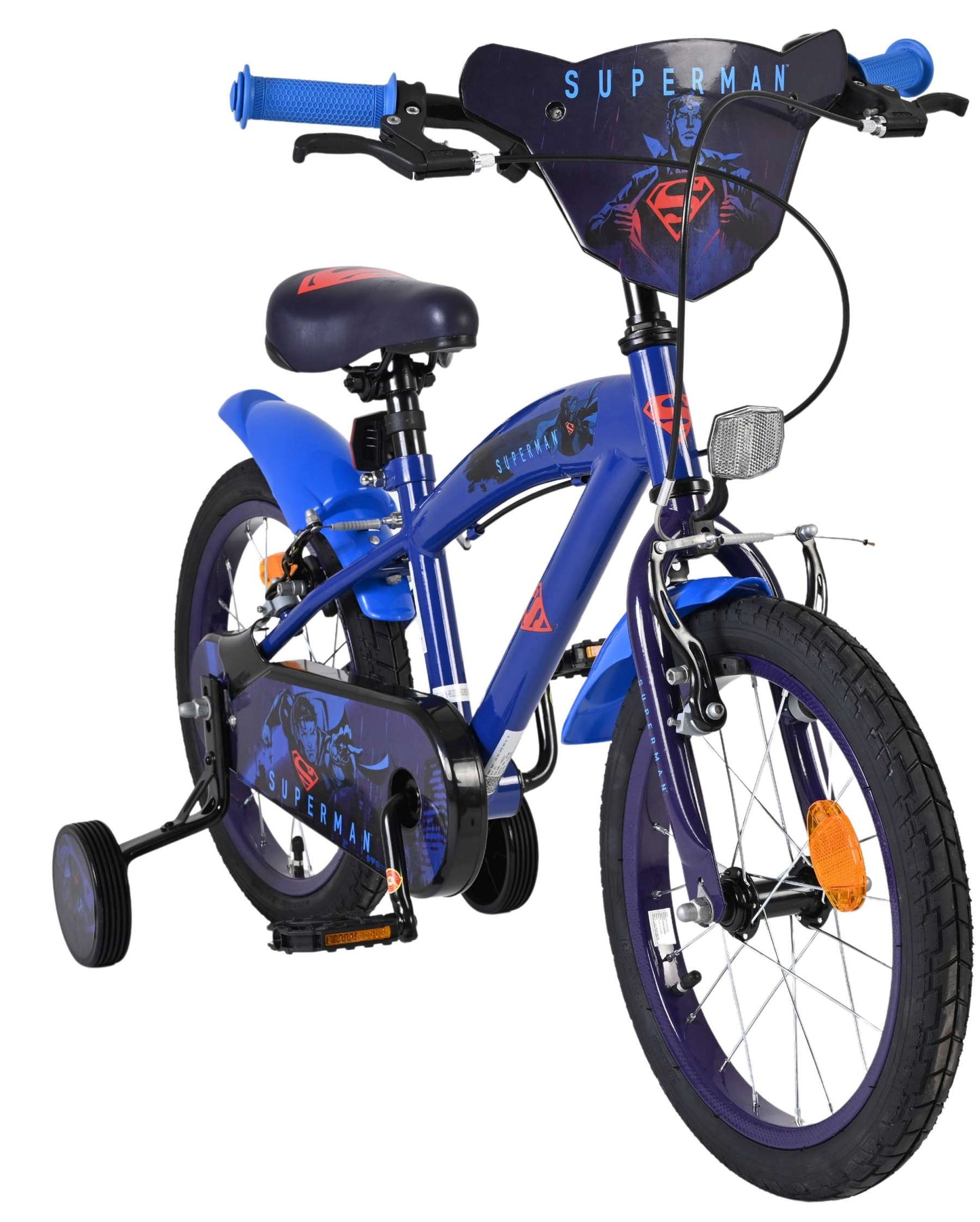 Superman Blue Barncykel 16 tum, dubbla handbromsar, Blå - För barn 4-6 år