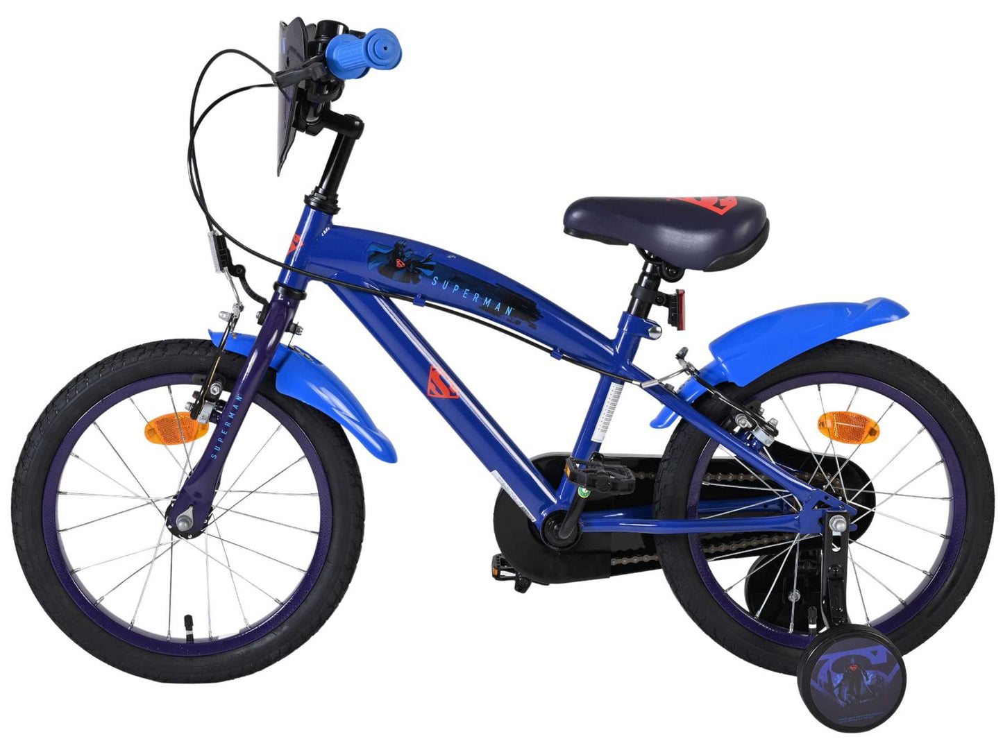 Superman Blue Barncykel 16 tum, dubbla handbromsar, Blå - För barn 4-6 år