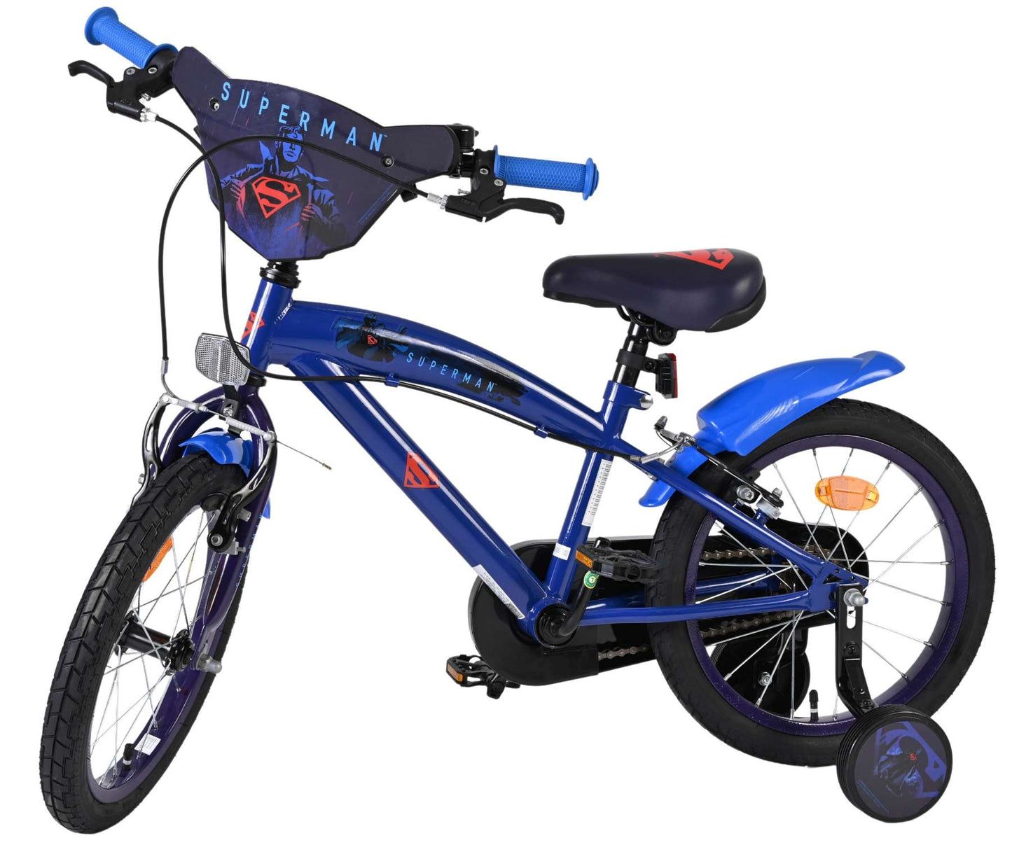 Superman Blue Barncykel 16 tum, dubbla handbromsar, Blå - För barn 4-6 år