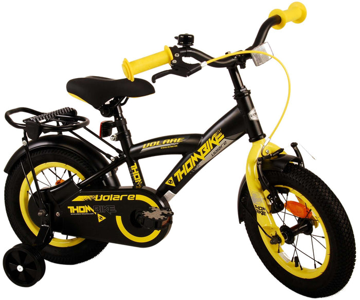 Volare Thombike Barncykel 12 tum, Svart Gul - Lilla Cykelbutiken