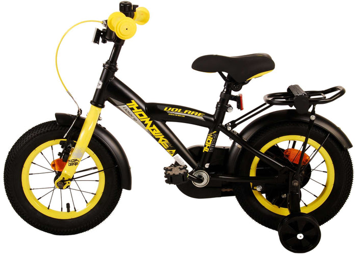 Volare Thombike Barncykel 12 tum, Svart Gul - Lilla Cykelbutiken