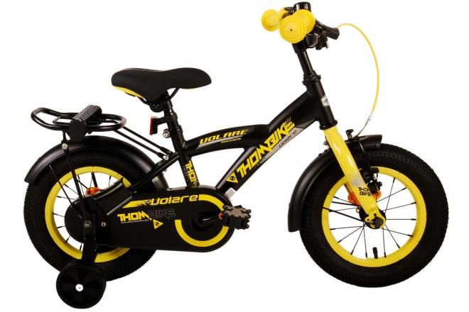 Volare Thombike Barncykel 12 tum, Svart Gul - Lilla Cykelbutiken