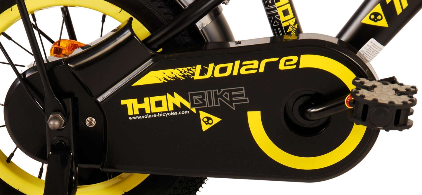 Volare Thombike Barncykel 12 tum, Svart Gul - Lilla Cykelbutiken