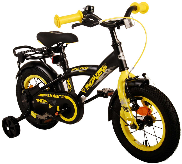 Volare Thombike Barncykel 12 tum, Svart Gul - Lilla Cykelbutiken
