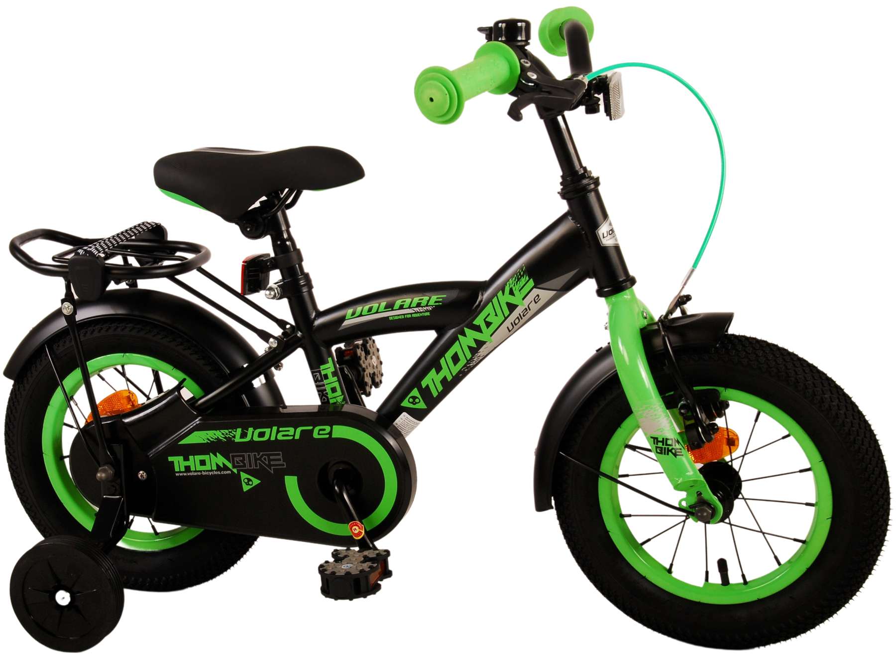 Volare Thombike Barncykel 12 tum, Svart Grön - Lilla Cykelbutiken