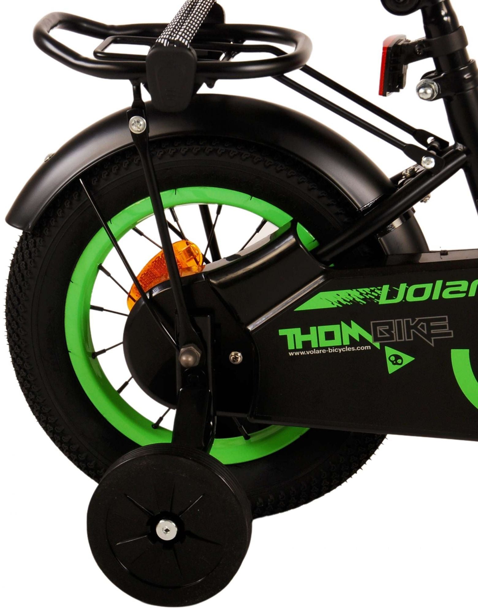 Volare Thombike Barncykel 12 tum, Svart Grön - Lilla Cykelbutiken