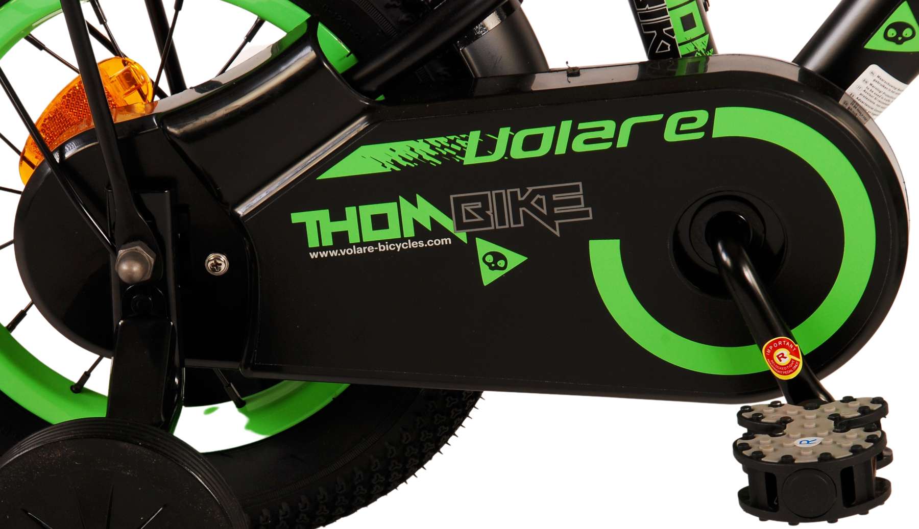 Volare Thombike Barncykel 12 tum, Svart Grön - Lilla Cykelbutiken