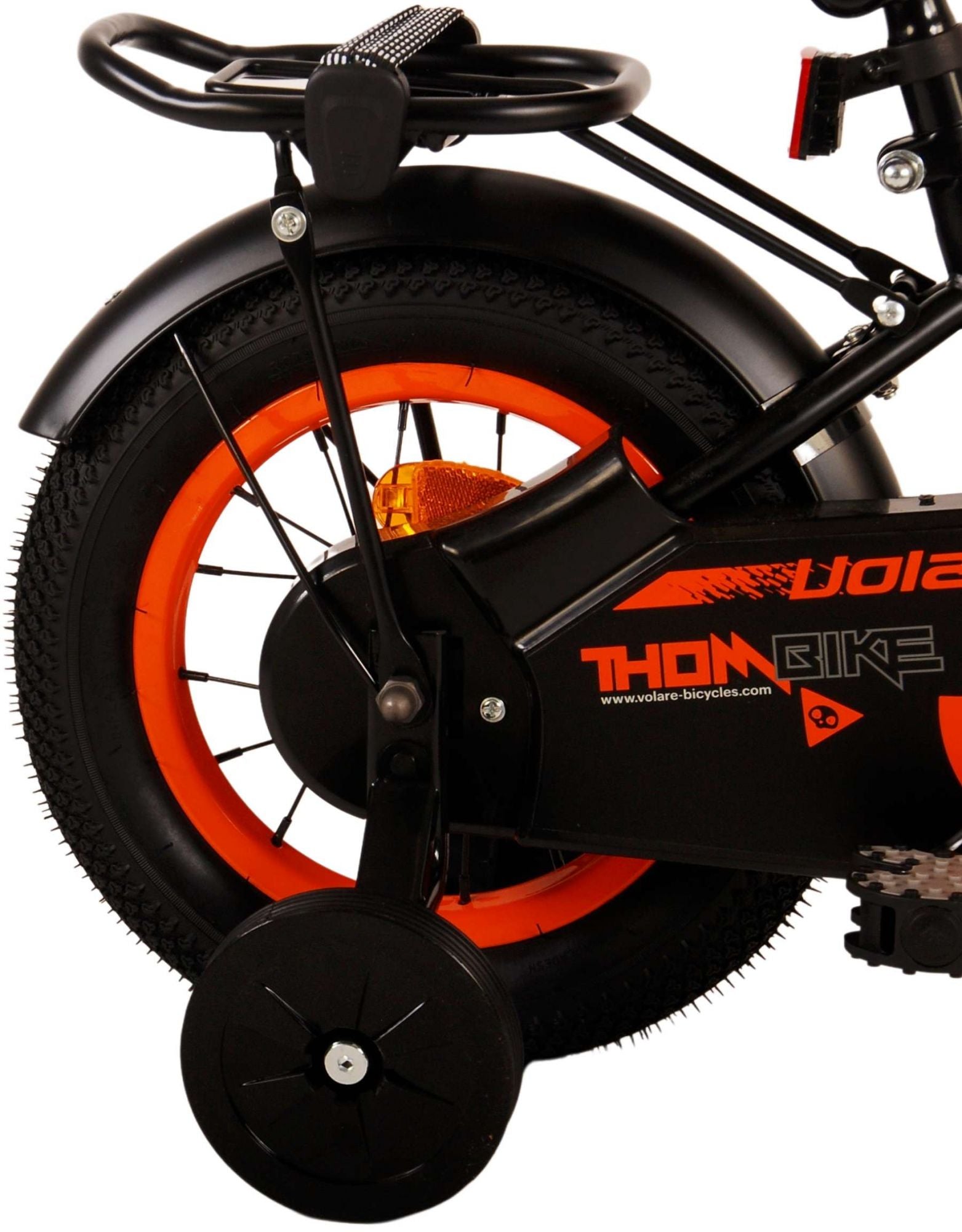Volare Thombike Barncykel 12 tum, Svart Orange - Lilla Cykelbutiken