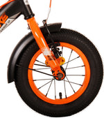 Volare Thombike Barncykel 12 tum, Svart Orange Två Handbromsar - Lilla Cykelbutiken