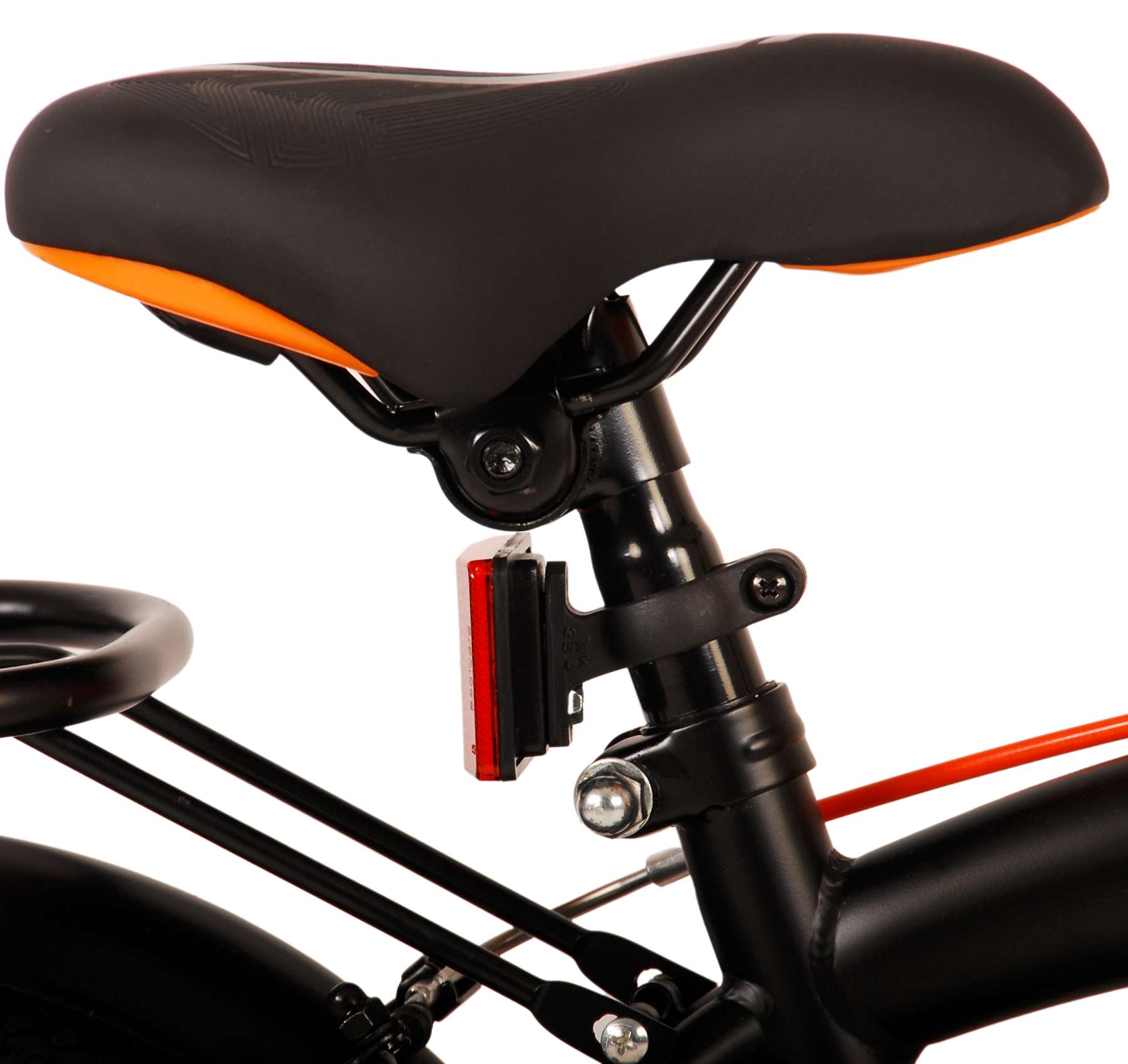 Volare Thombike Barncykel 12 tum, Svart Orange Två Handbromsar - Lilla Cykelbutiken