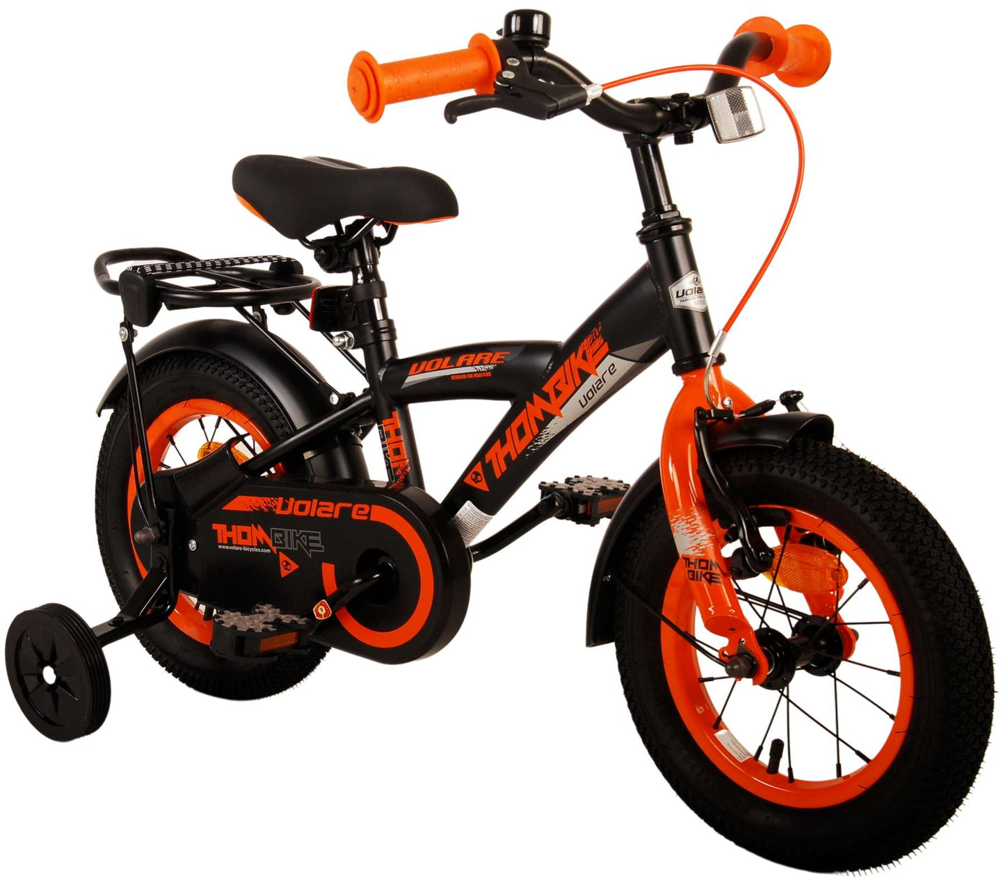 Volare Thombike Barncykel 12 tum, Svart Orange - Lilla Cykelbutiken