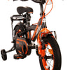 Volare Thombike Barncykel 12 tum, Svart Orange Två Handbromsar - Lilla Cykelbutiken