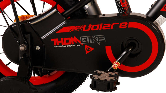 Volare Thombike Barncykel 12 tum, Svart Röd - Lilla Cykelbutiken