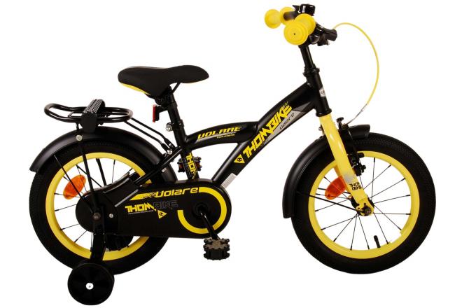 Volare Thombike Barncykel 14 tum, Svart Gul - Lilla Cykelbutiken