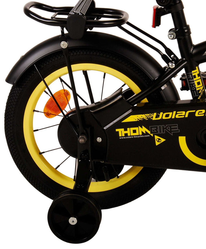 Volare Thombike Barncykel 14 tum, Svart Gul - Lilla Cykelbutiken