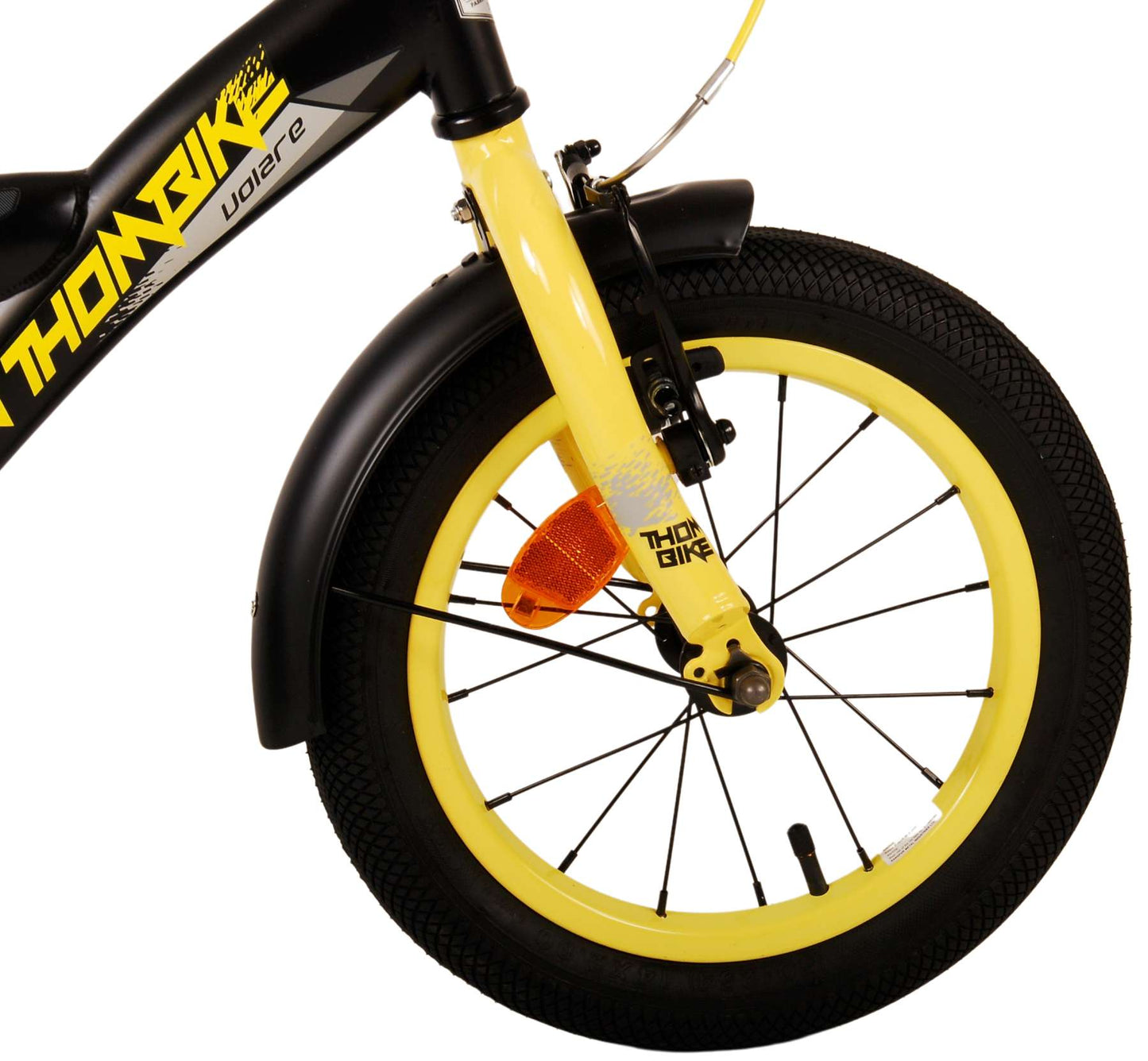 Volare Thombike Barncykel 14 tum, Svart Gul - Lilla Cykelbutiken