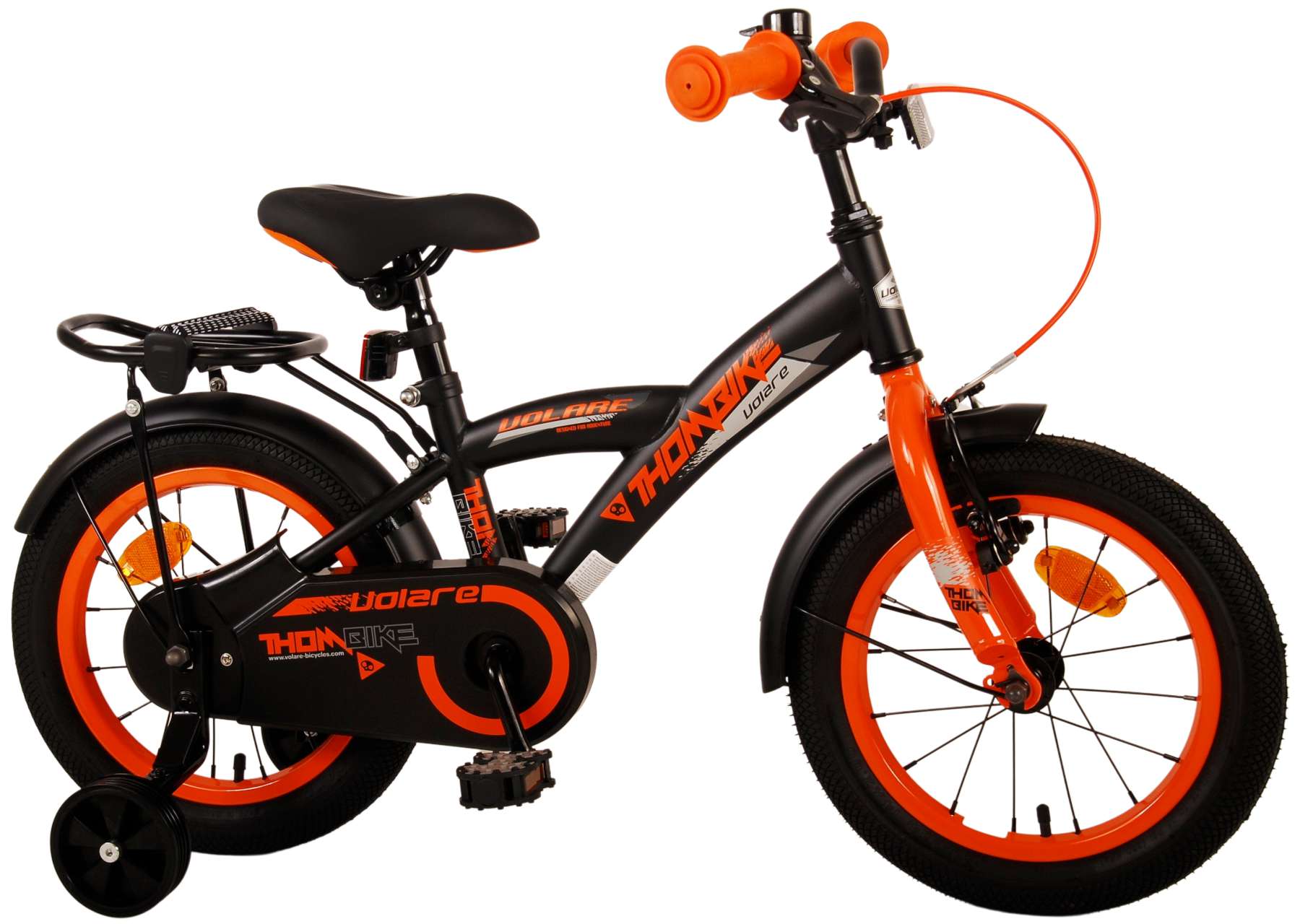 Volare Thombike Barncykel 14 tum, Svart Orange - Lilla Cykelbutiken
