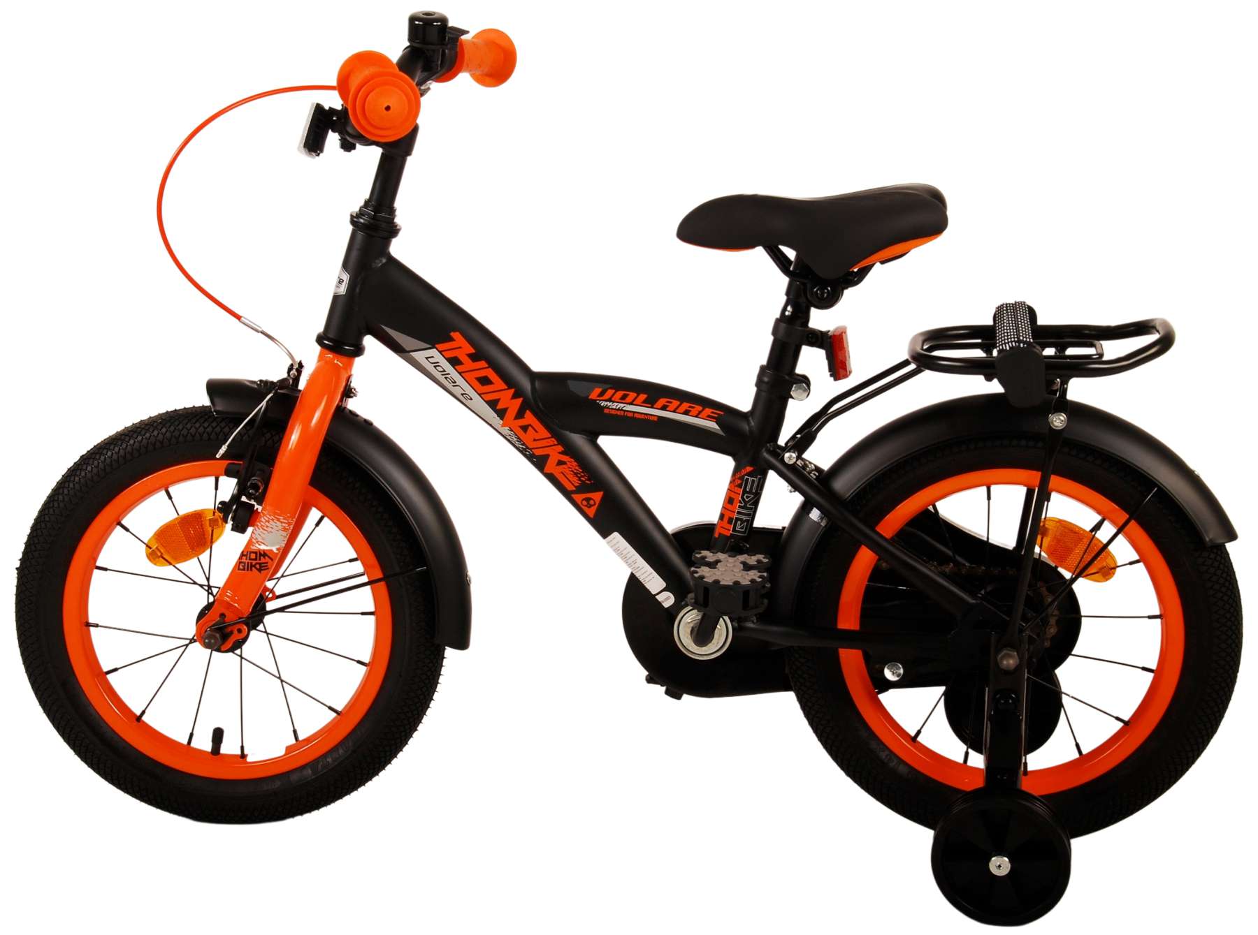 Volare Thombike Barncykel 14 tum, Svart Orange - Lilla Cykelbutiken