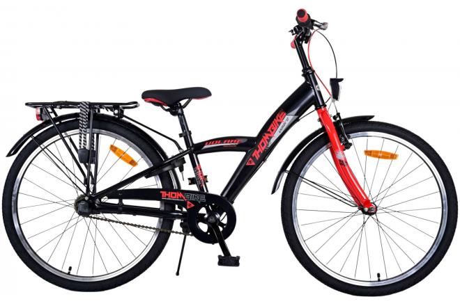Volare Thombike Barncykel 24 tum, Svart Röd 3 Växlar - Lilla Cykelbutiken