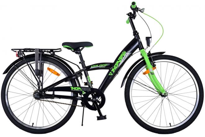 Volare Thombike Barncykel 24 tum, Grön Svart 3 Växlar - Lilla Cykelbutiken