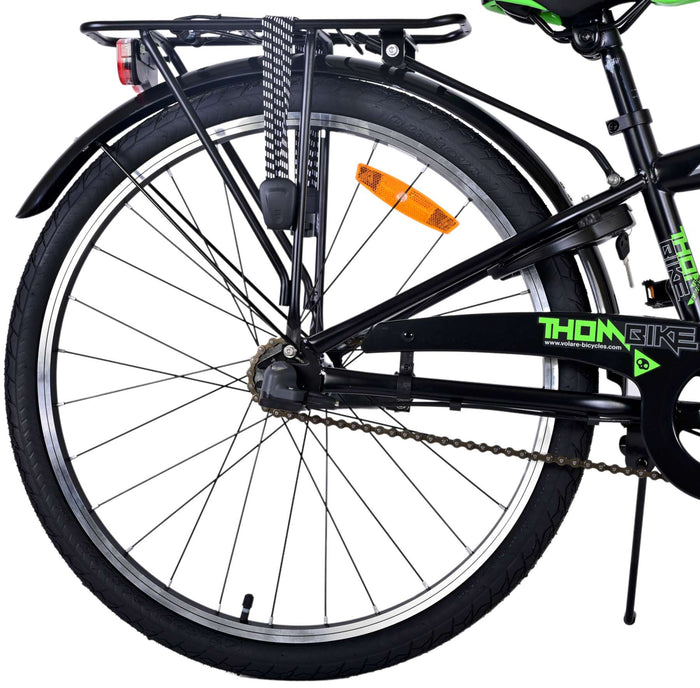 Volare Thombike Barncykel 24 tum, Grön Svart 3 Växlar - Lilla Cykelbutiken
