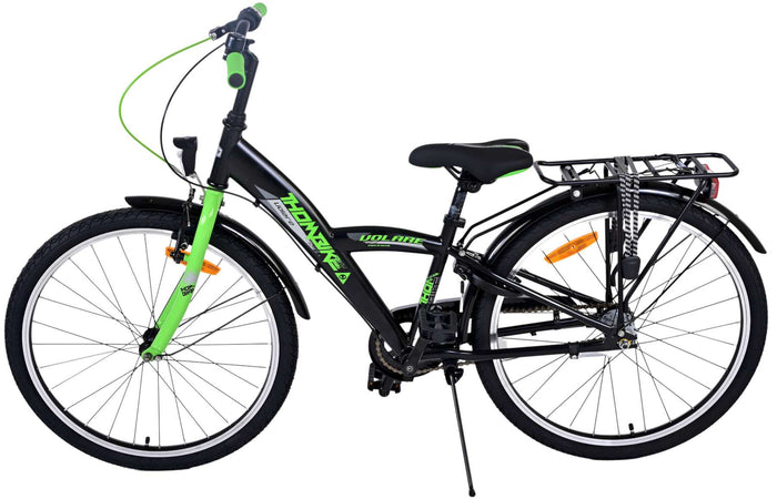 Volare Thombike Barncykel 24 tum, Grön Svart 3 Växlar - Lilla Cykelbutiken