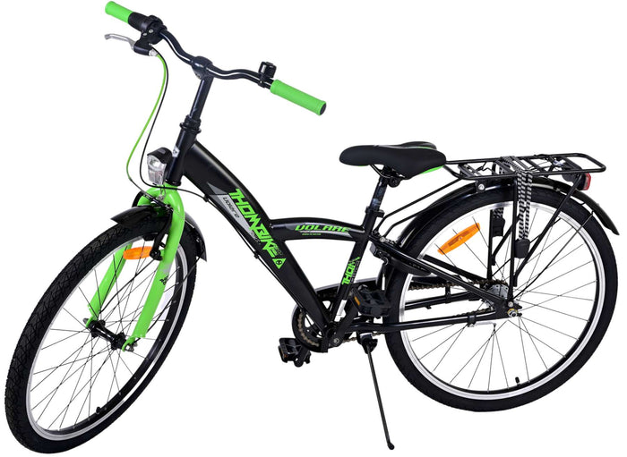 Volare Thombike Barncykel 24 tum, Grön Svart 3 Växlar - Lilla Cykelbutiken