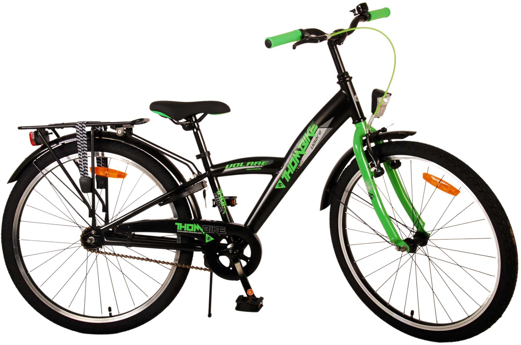 Volare Thombike Barncykel 24 tum, Svart Grön - Lilla Cykelbutiken