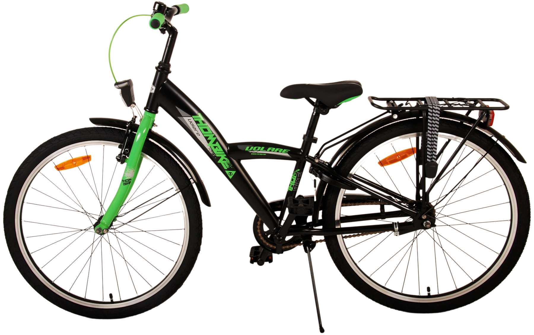Volare Thombike Barncykel 24 tum, Svart Grön - Lilla Cykelbutiken