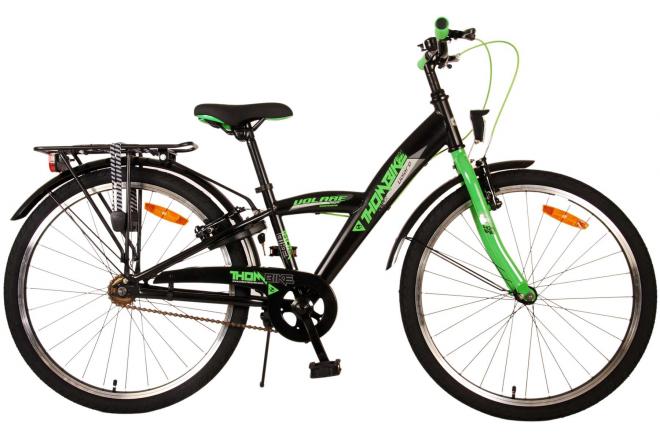 Volare Thombike Barncykel 24 tum, Svart Grön Två Handbromsar - Lilla Cykelbutiken