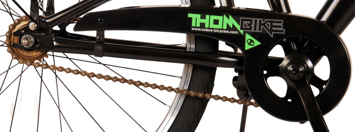 Volare Thombike Barncykel 24 tum, Svart Grön Två Handbromsar - Lilla Cykelbutiken