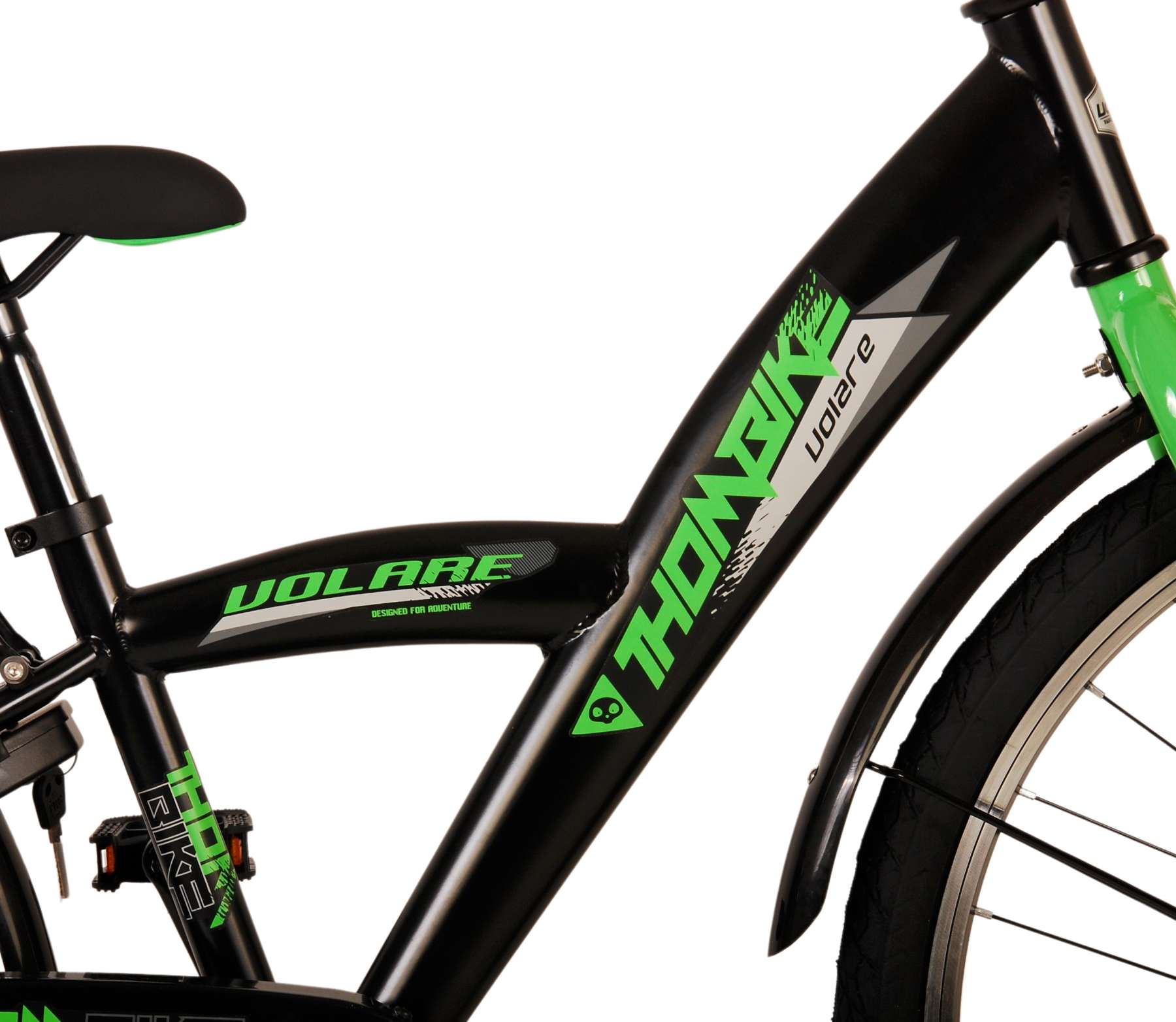 Volare Thombike Barncykel 24 tum, Svart Grön - Lilla Cykelbutiken