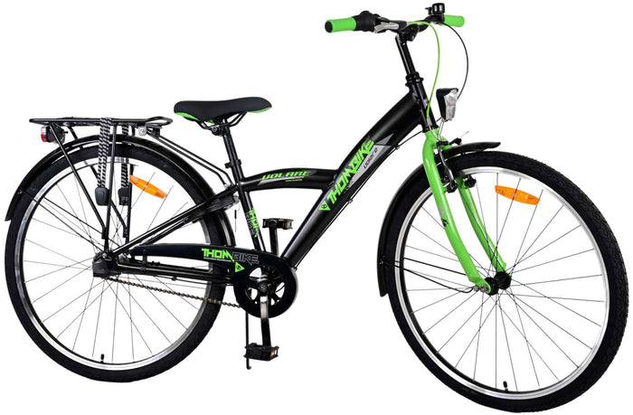 Volare Thombike Barncykel 26 tum, Svart Grön 3 Växlar - Lilla Cykelbutiken