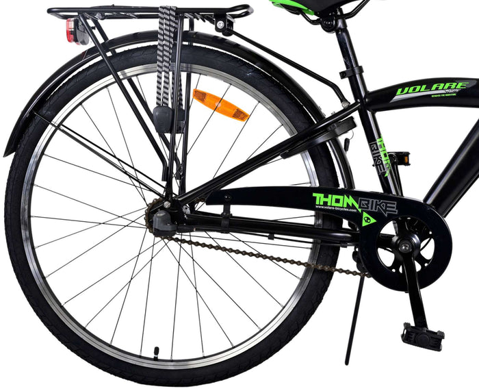 Volare Thombike Barncykel 26 tum, Svart Grön 3 Växlar - Lilla Cykelbutiken