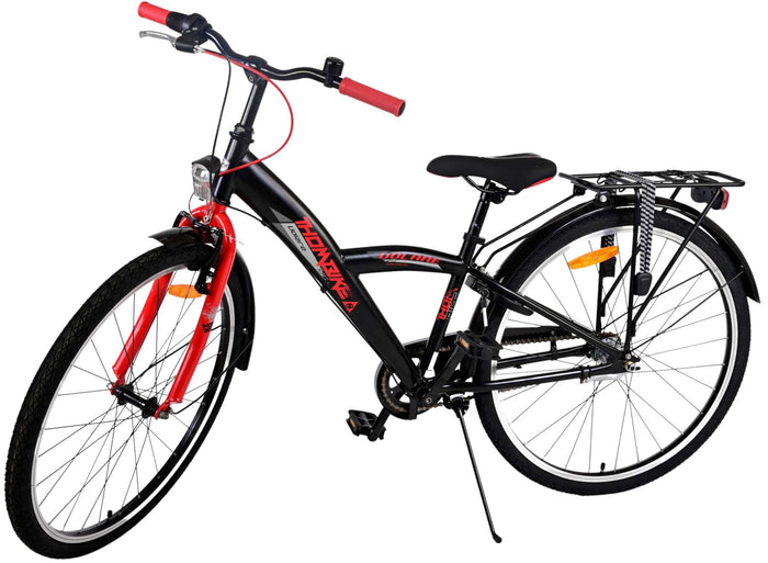 Volare Thombike Barncykel 26 tum, Svart Röd 3 Växlar - Lilla Cykelbutiken