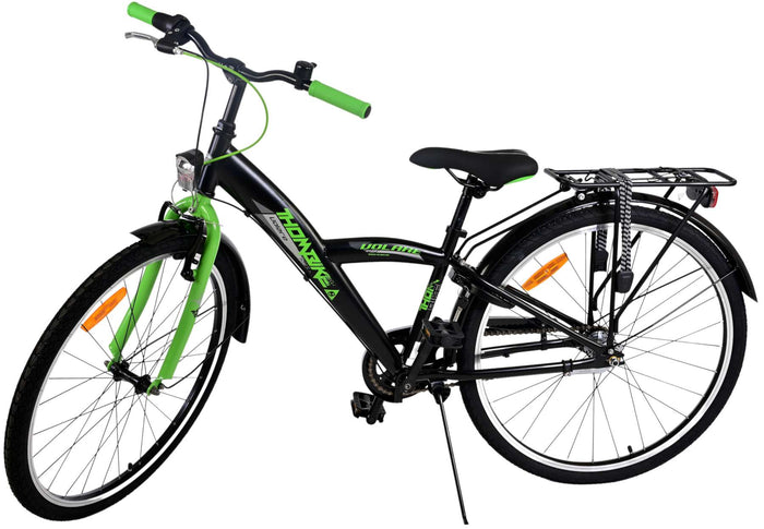 Volare Thombike Barncykel 26 tum, Svart Grön 3 Växlar - Lilla Cykelbutiken