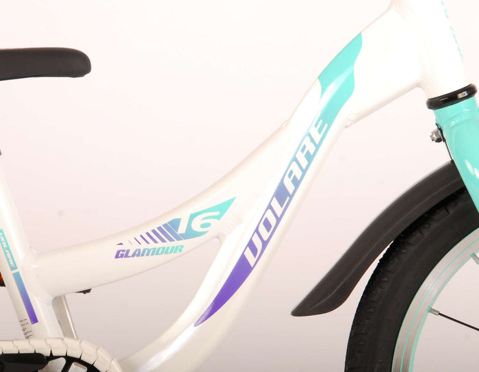 Volare Glamour Barncykel 16 tum, Pearl Mint Grön - Lilla Cykelbutiken