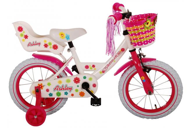 Volare Ashley Barncykel 14 tum, Vit - Lilla Cykelbutiken